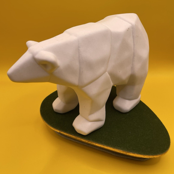 Ceramic Geometric Cubist Abstract Art Polar Bear Figurine - Picture 3 of 12